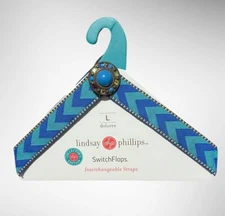 Lindsay Phillips Switchflops Straps Dolores Large Blue Chevron Rhinestone Detail