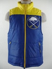 Men's S Mitchell & Ness Vintage NHL Hockey Buffalo Sabres Blue Bubble Vest Zip