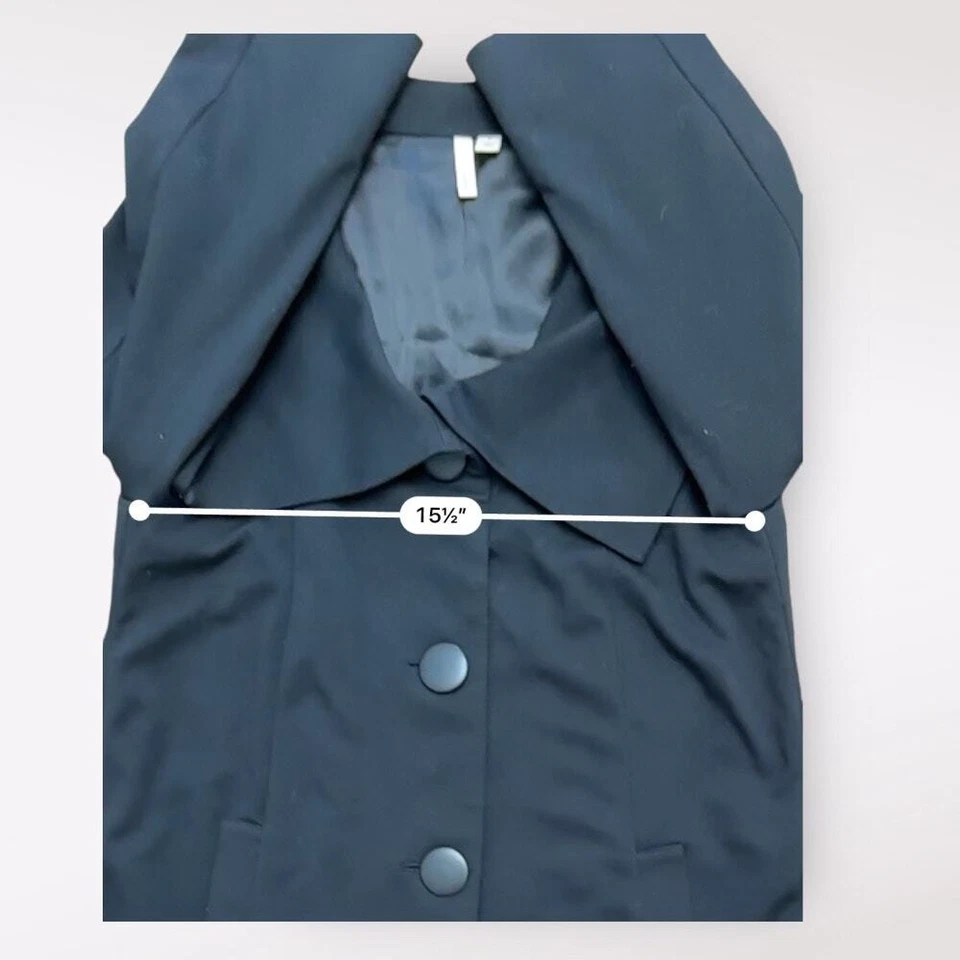 Casaco feminino Frenchi com colarinho abotoado comprimento médio preto médio - Imagem 4 de 4