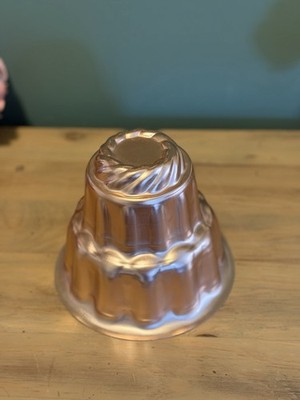 Vintage Copper Bundt Pan 6 Cup Tiered Jello Mold Fluted Cake Mold