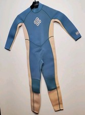 SEASKIN Wetsuit Girls Size 8 Blue Koi Back Zip 3mm Surfing Diving Swimming