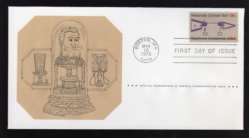 US FDC - Scott #1683 ALEXANDER GRAHAM BELL 13¢ "Postmasters of America" (1975)