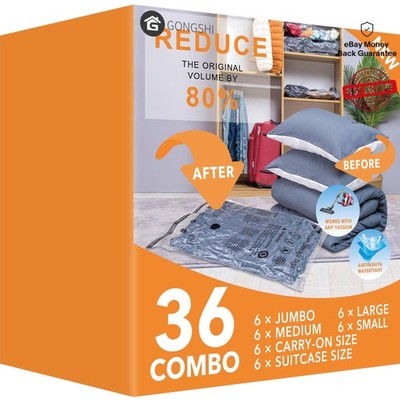 Versatile 36-Piece Vacuum Storage Bags - Ideal for Bedding, Clothing & Travel