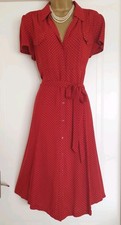 Vintage 1940s 1950s Style red polka-dot party shirt tea party dress Size 12