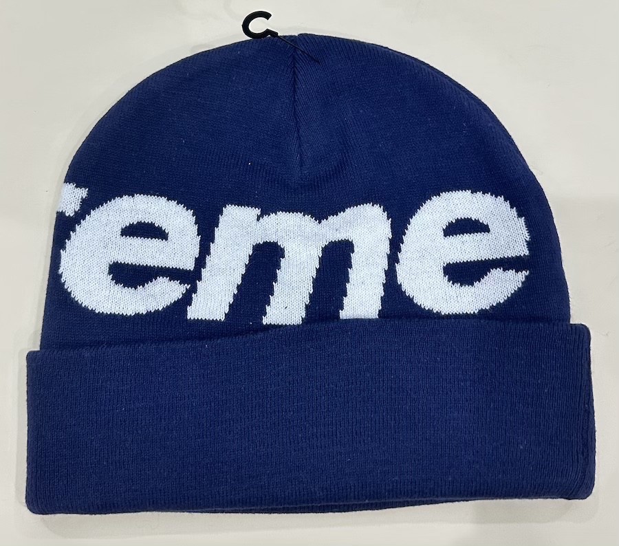 NEW IN BAG Supreme Box Big Logo Navy Blue Beanie FW22 | eBay