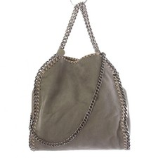 Stella McCartney Falabella Mini Tote Bag Sholder Bag Grey Faux Suede Chain Auth