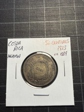 Costa Rica Silver 50 Centimos 1923 On 1889 Heaton Nice Toning