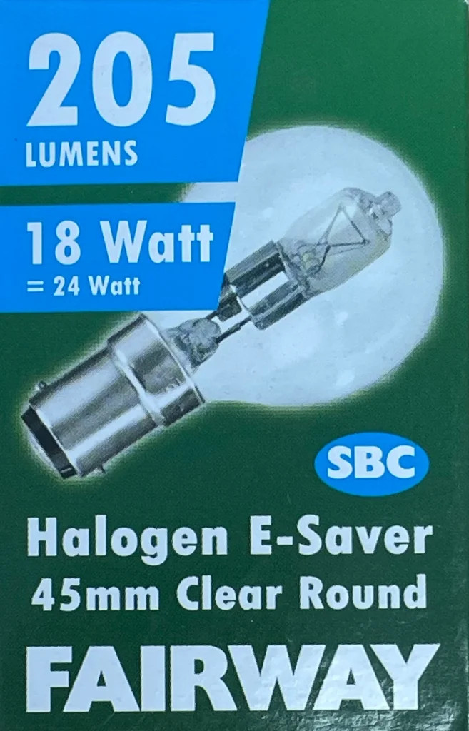 Light Bulb Clear 18w Halogen Golfball SBC B15 Fairway 18WGOLFB15