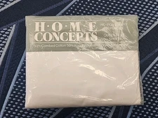 Vintage 70s Home Concepts Queen Flat Sheet NOS White Made In USA No Iron Percale