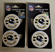 NFL Pitts Steelers Magnetic Round Bag Clips 2pc Set w/ Logo Brand New A#13624