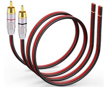 2 Pack Speaker Bare Wire Cables to RCA Plugs Adapter Repair Audio Cord, 1FT