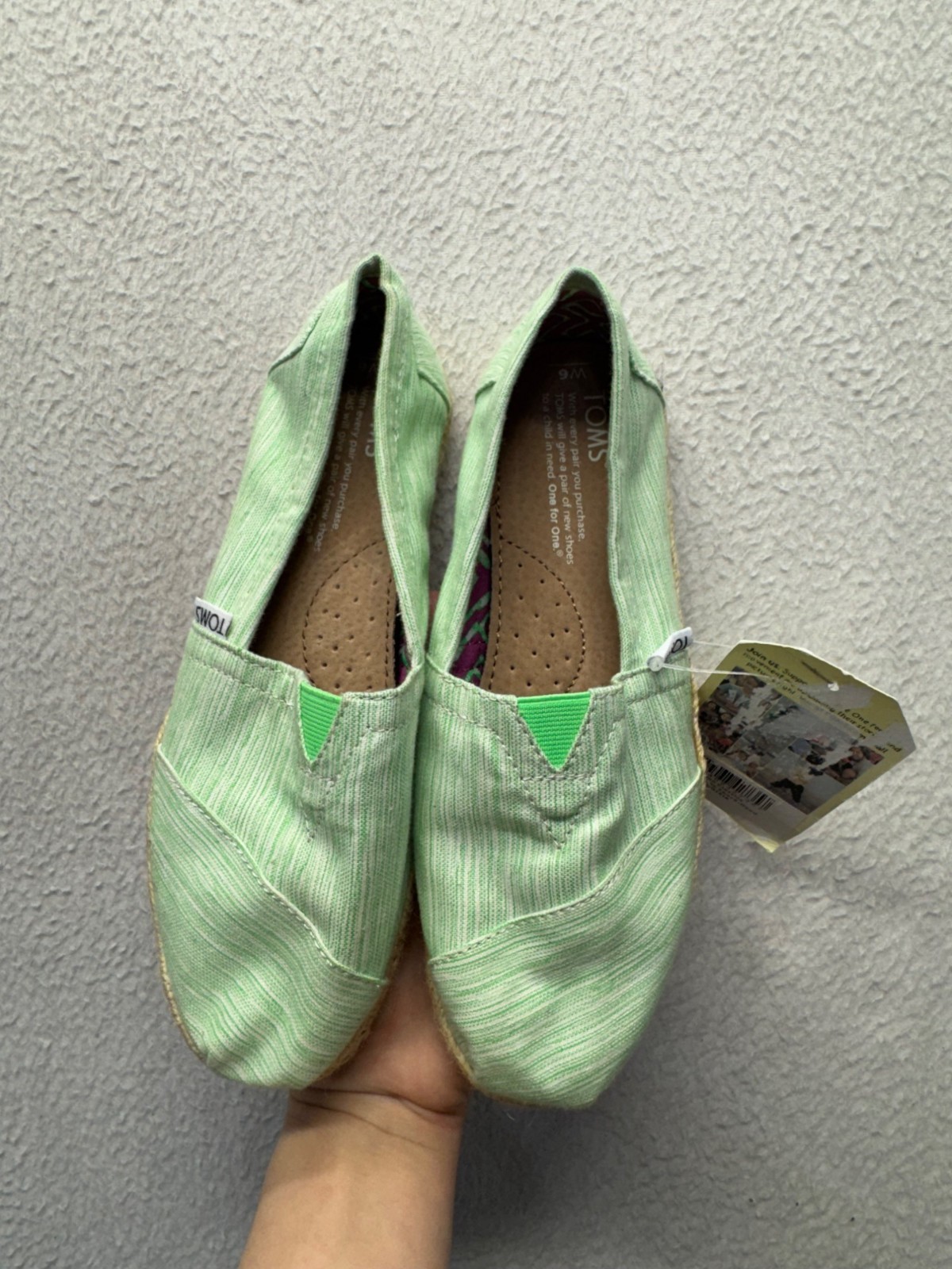 SAOLA Scarpe casual Toms donna espadrillas slip on verdi suola tessuto taglia 8 9480