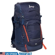 50L Hiking Backpack Hydration Compatible Padded Straps Waist Belt Travel Gear US