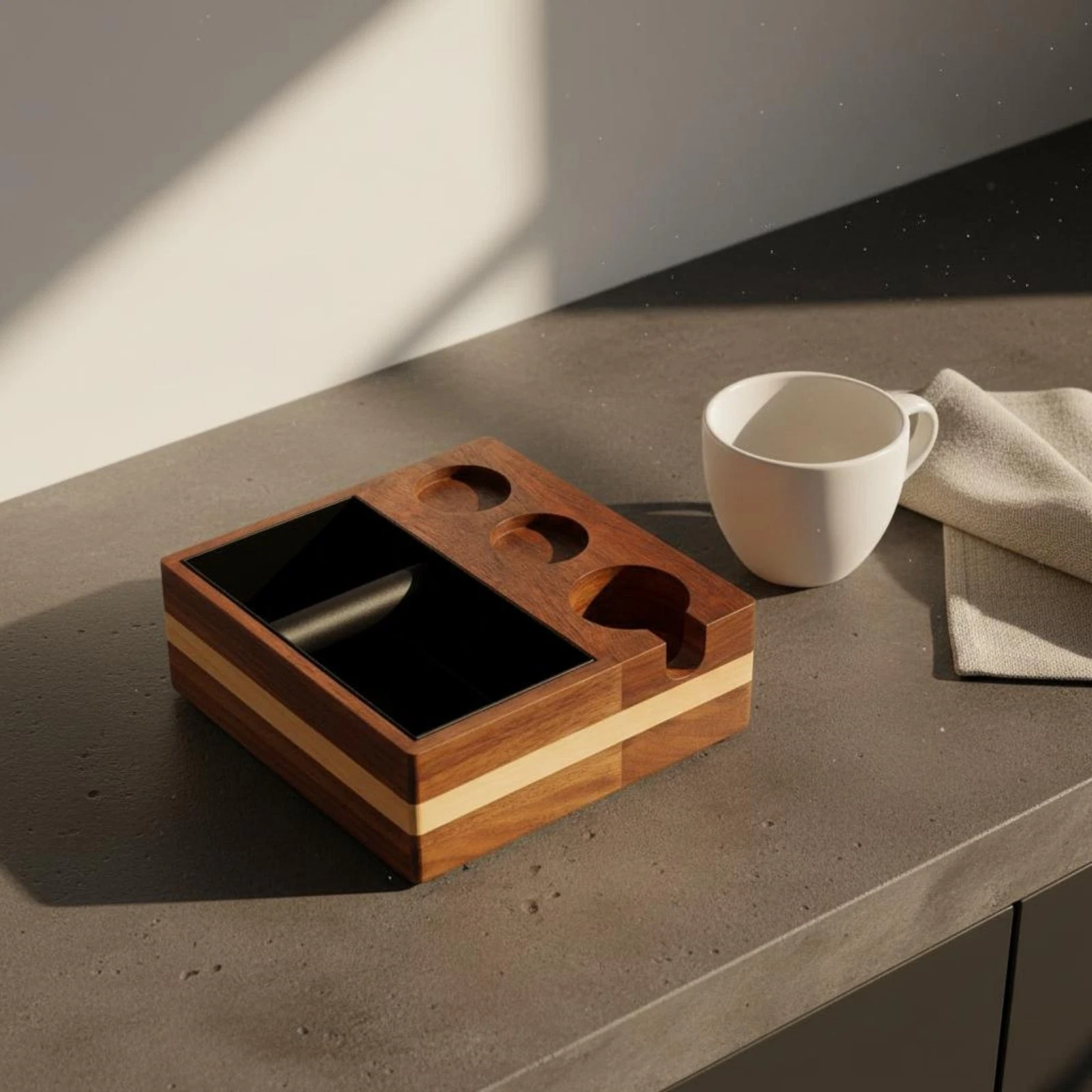 Knock Box Set Easy to Clean Espresso Knock Box Non-Slip-Slip Pads for Home Cafe