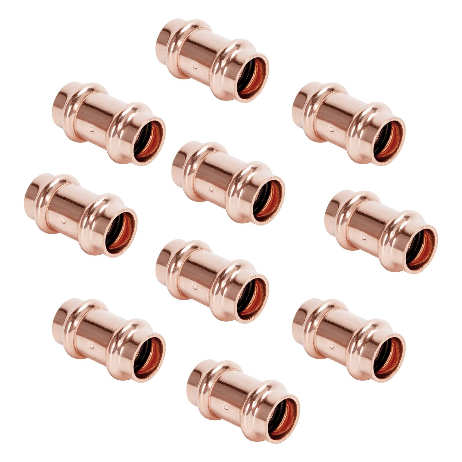 10 PCS Copper Press Fittings 3/4 Inch Coupling With Stop Plumbing Hardware
