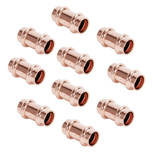 10 PCS Copper Press Fittings 3/4 Inch Coupling With Stop Plumbing Hardware