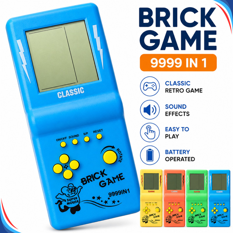 Retro Brick Game Console Handheld Arcade with Big LCD Screen Calculator Games