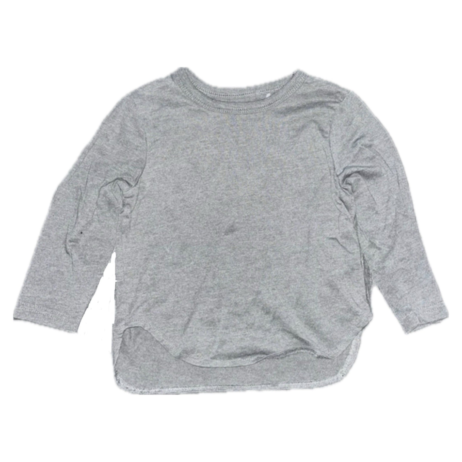 George Grey Long Sleeve Top 1.5-2 Years Plain Crew Neck Kids T Shirt Basic Tee