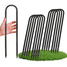 12 Inch Trampoline Wind Stakes, 8PCS Heavy Duty U Stakes, Rebar Ground Anchor...