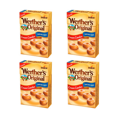 4x Werther s Original Sugar Free Mini 42g | Cream Caramel Candy