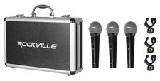 Rockville RMC-3PK Dynamic Microphones 3 Pack, Uni-Directional, Metal Black