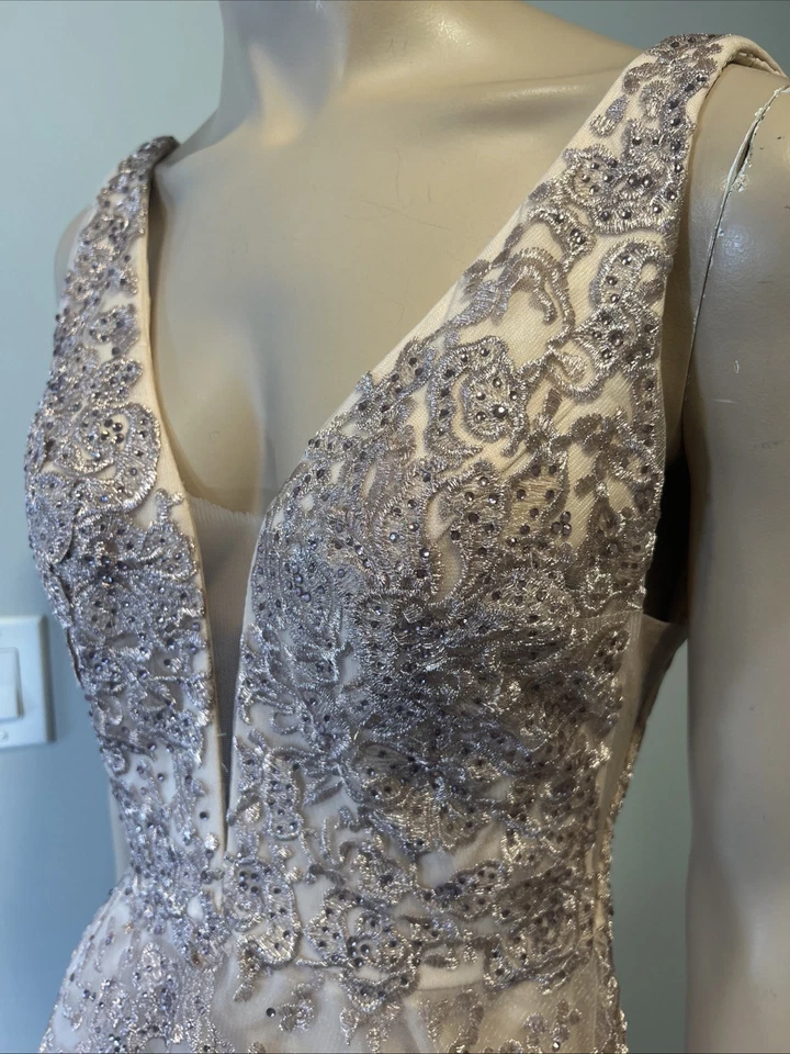 Sherri Hill Dusty Pink 52877 Ball Gown Tulle Dress Embroidered Rhinestones Sz 4 - Image 3 of 4