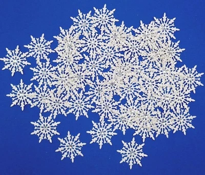 HAPPY HANDVERK 15 White Sparkle Snowflakes with Gems. Die Cut. Card Toppers, Embellishments.