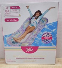 Justice Mesh Lounger Pool Float, Teal Spiral Dye, Ages 6 /New, See Desc.