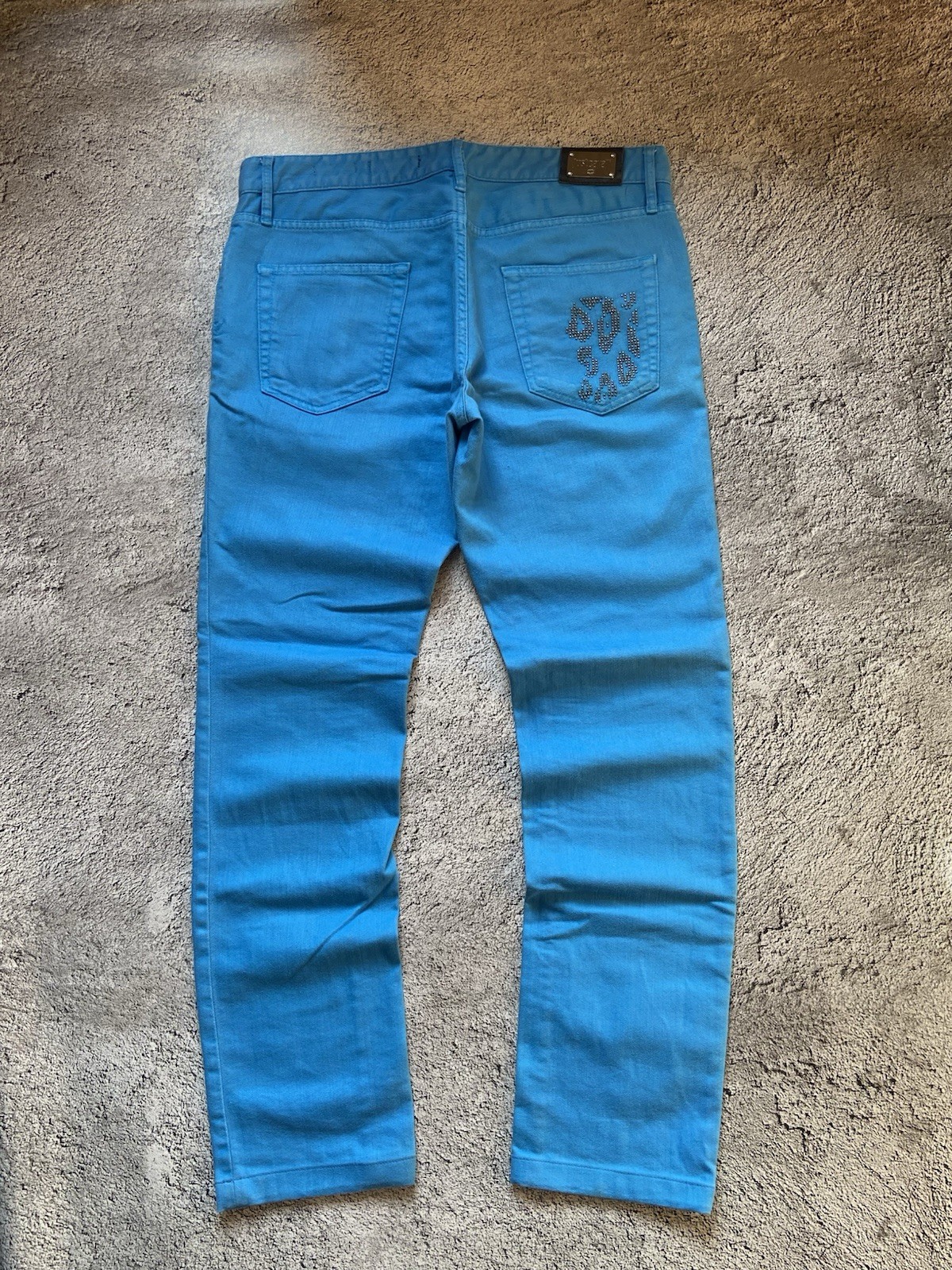 Just Cavalli Blue Beaded Python Pocket Pants Elec… - image 1