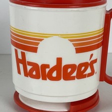 Hardees Fast Food White Orange Travel Mug wit...