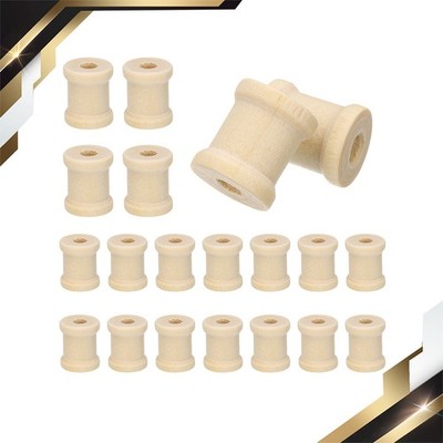 20Pcs Wooden Spools 0.5 x 0.6 Inch Natural Wood Empty Thread Spools Unfinished