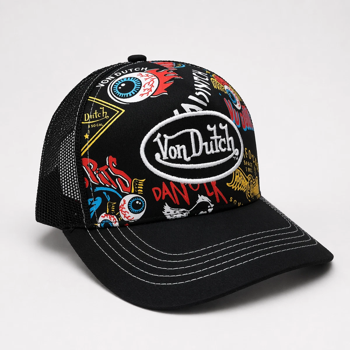 Von Dutch Honkbalpet voor volwassenen, voorzijde met borduurwerk