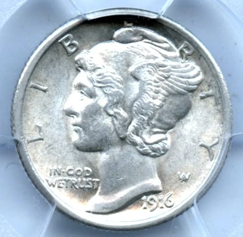 1916 Mercury Dime, PCGS AU58