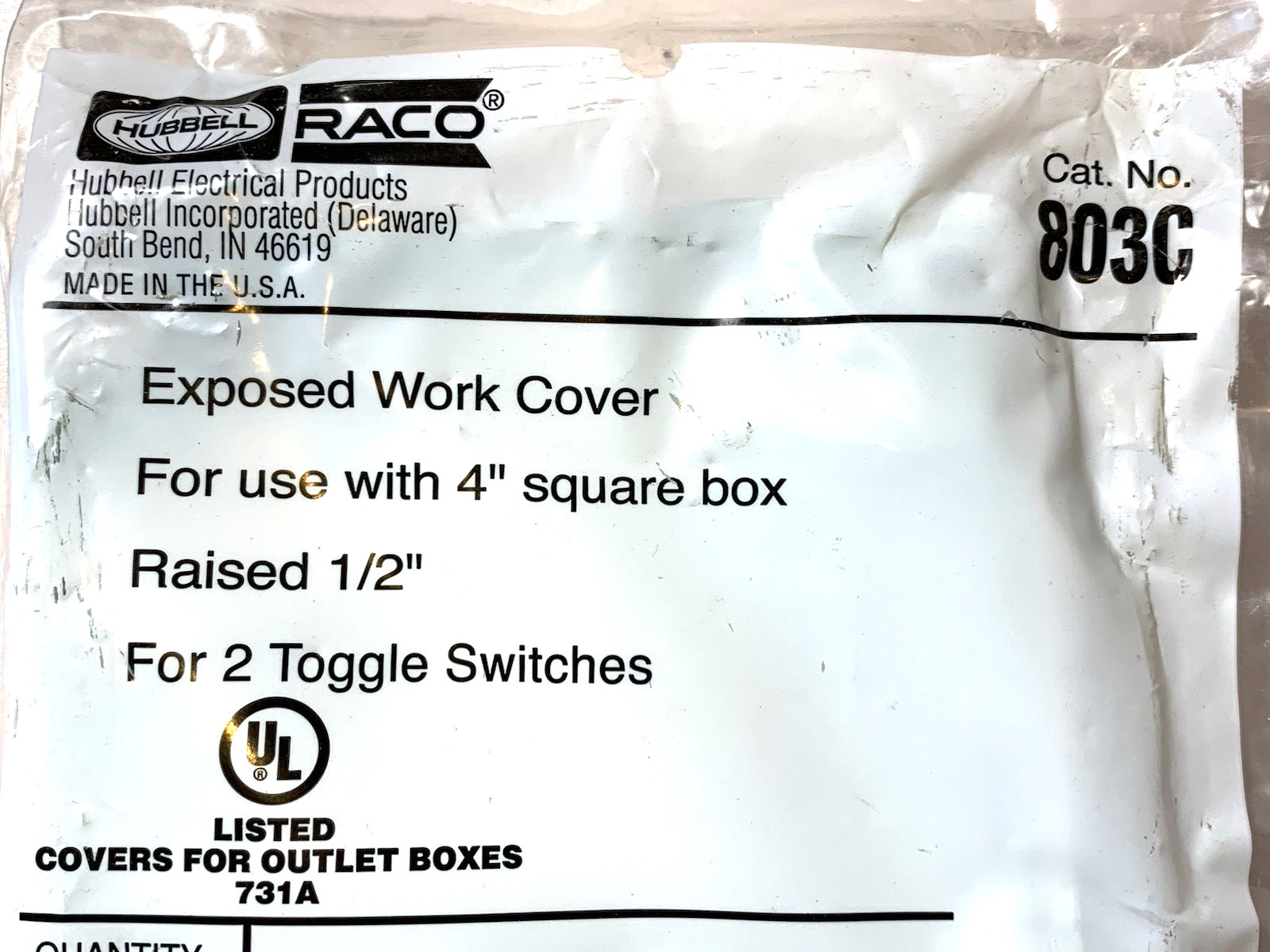 Hubbell Raco 803C 4" Square Double Toggle Box Cover $ 11.00 + FREE SHIPPING