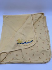 Vintage Carters Duckie Baby Blanket Yellow Cotton Embroidered Ducks 28 x28 READ