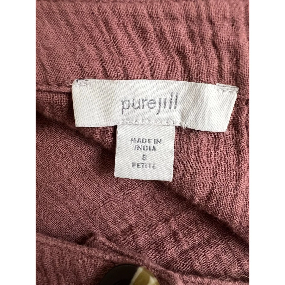 Top para mujer Pure J. Jill gasa arrugada tie dye abotonada talla pequeña pequeña Foto 4 de 4