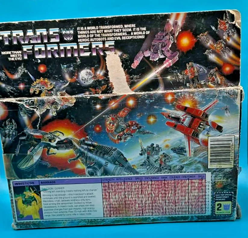 TRANSFORMERS G1 DELUXE INSECTICON BARRAGE COMPLETE W/BOX UNAPPLIED STICKERS - Image 4 of 4
