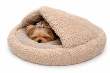 Hundebett kuscheliges weiches Plüsch-Winterbett rundes Hundekissen Hundesofa