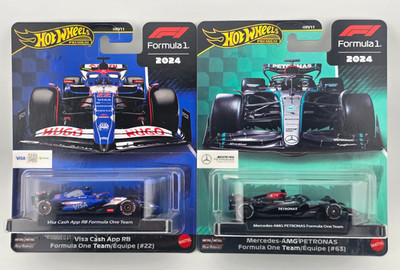 (2 pack) Hot Wheels Premium F1 Team Equipe Visa Cash App #22 & Mercedes-AMG #63