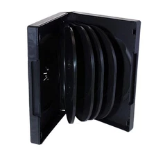 Black 10 Disc Capacity DVD Cases with 4 Flip Trays and Outter Clear Sleeve, 1...