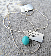 NIB Gemporia Sleeping beauty Turquoise 925 Silver Pendant & 18" Snake Chain +COA