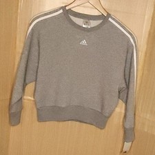 Adidas Girl's New Grey Cropped Oversized Sweatshirt Medium