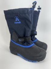 Kamik Boys Kids Youth Snow Boots Size 4 Waterproof Winter Lined Warm Navy Blue