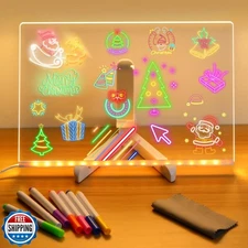 Led Note Board with Colors, Light Up Acrylic Message Board, Glowing Acrylic D