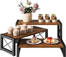 Large Wooden Cupcake Display Stand Set of 3, Rustic Tiered Serving Stands