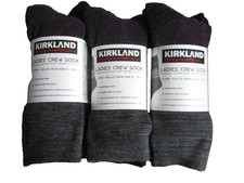 12 Pairs Kirkland Signature Women Ladies Extra Fine Merino Wool Blend Crew Socks