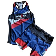 ZOOT IRONMAN USA WOMENS 2-PIECE BIKING CYCLING ATHLETIC TOP BOTTOM KIT SZ XL
