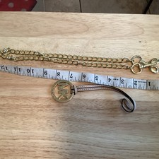 Michael Kors Gold Logo Bag Charm MK Hang Tag Beige Leather Accessory Lux Chic