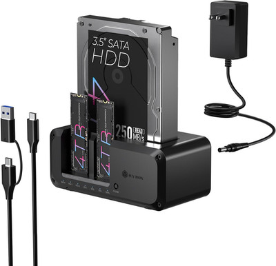 M.2 Nvme & SATA SSD/HDD Hard Drive Docking Station,  USB-C 10Gbps Nvme Cloner&Re