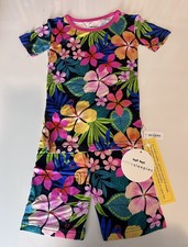 Little Sleepies Jungle Blooms Floral Two Piece Shorts Pajama Set 5/6 New